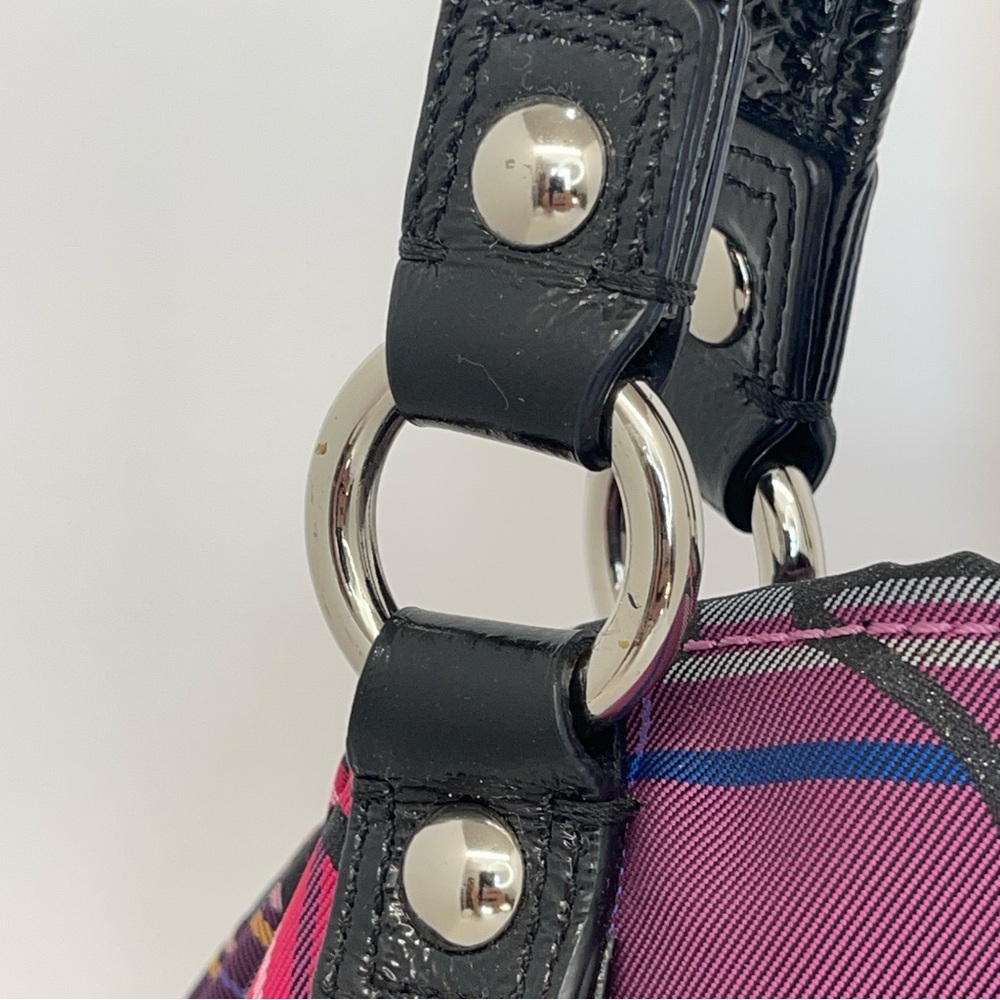 Coach Pink Plaid Signature Tote with Navy Trim - Picture 14 of 14
